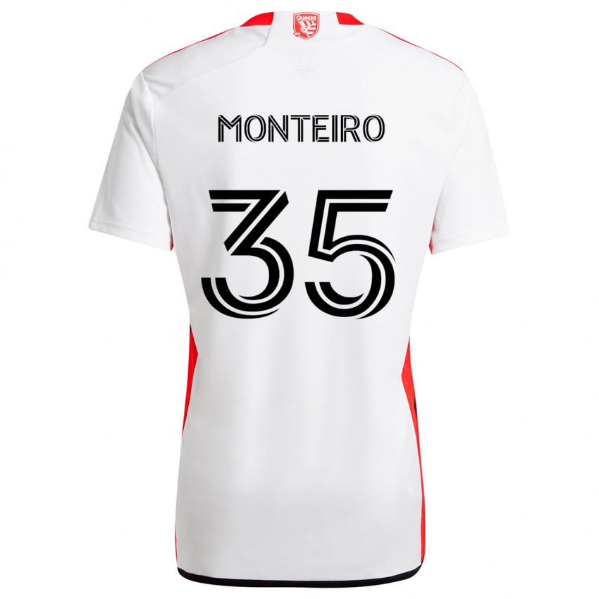 Kinder Jamiro Monteiro #35 Weiß Rot Auswärtstrikot Trikot 2024/25 T-Shirt Österreich