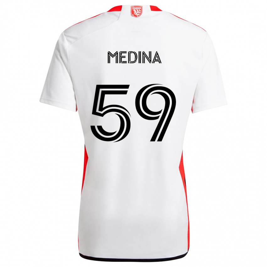 Kinder Cruz Medina #59 Weiß Rot Auswärtstrikot Trikot 2024/25 T-Shirt Österreich