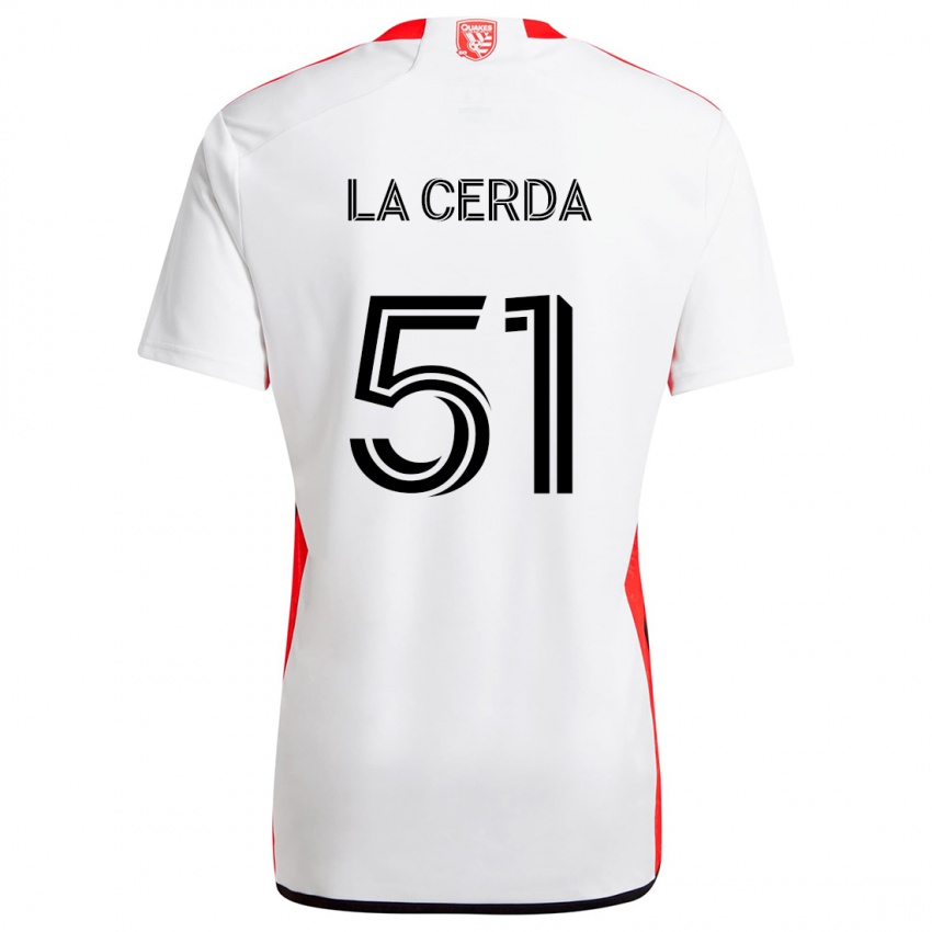 Kinder Eric De La Cerda #51 Weiß Rot Auswärtstrikot Trikot 2024/25 T-Shirt Österreich