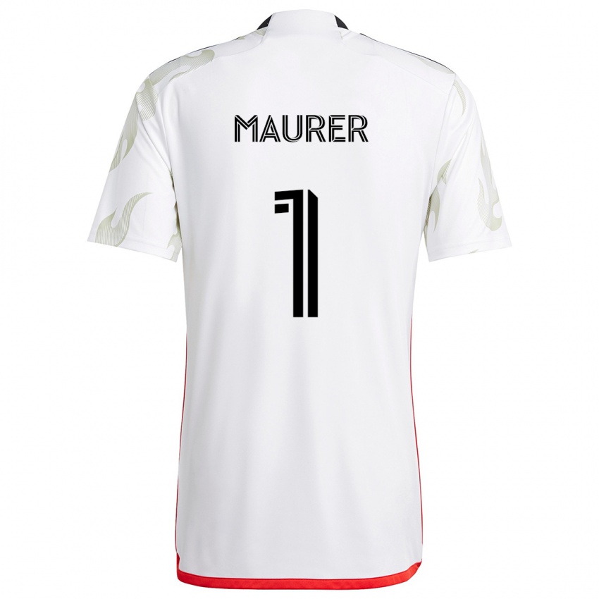 Kinder Jimmy Maurer #1 Weiß Rot Schwarz Auswärtstrikot Trikot 2024/25 T-Shirt Österreich