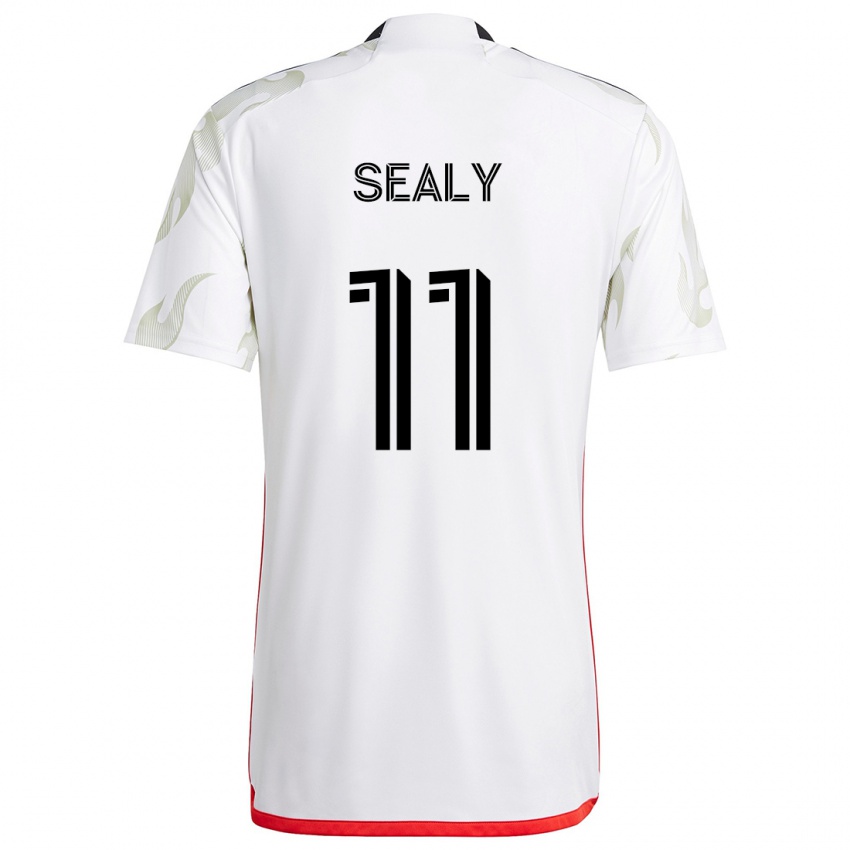 Kinder Dante Sealy #11 Weiß Rot Schwarz Auswärtstrikot Trikot 2024/25 T-Shirt Österreich