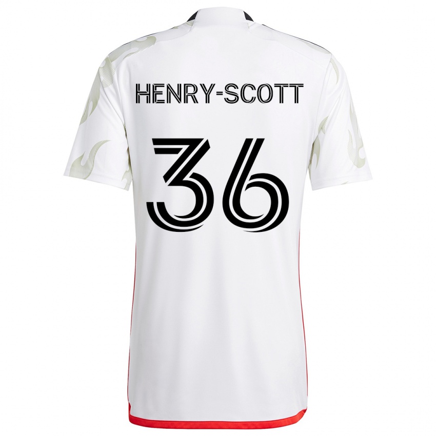 Kinder Malik Henry-Scott #36 Weiß Rot Schwarz Auswärtstrikot Trikot 2024/25 T-Shirt Österreich