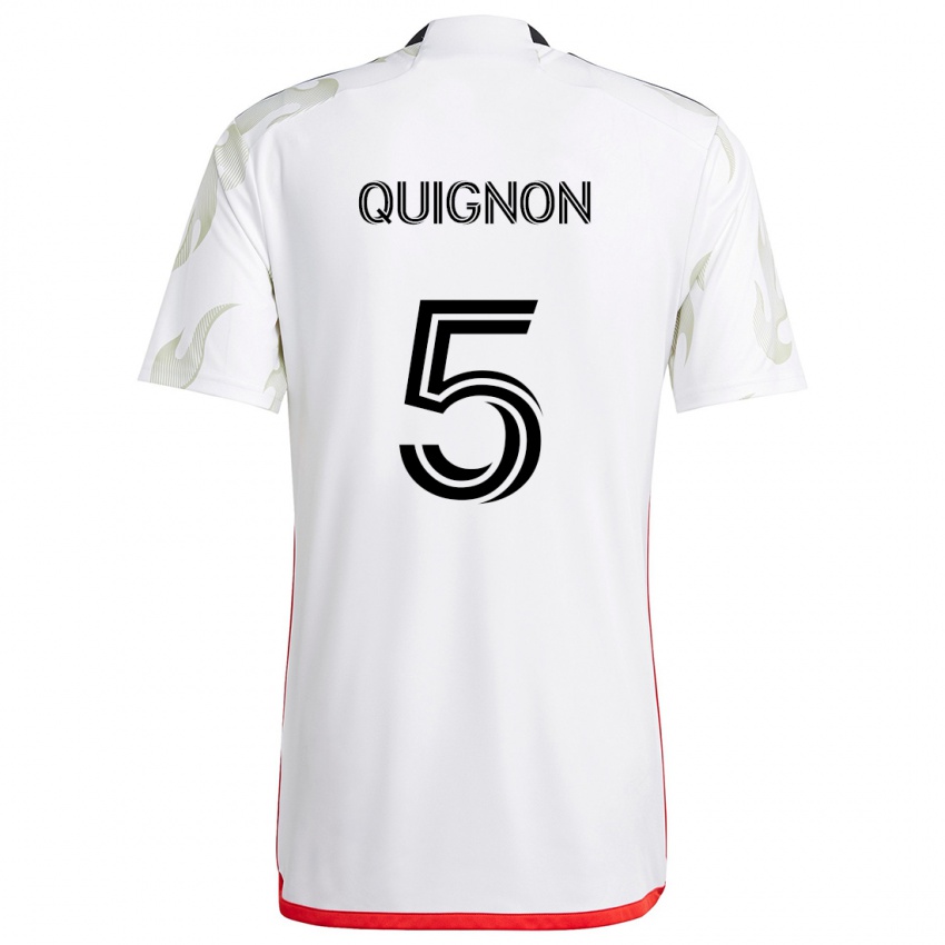 Kinder Facundo Quignón #5 Weiß Rot Schwarz Auswärtstrikot Trikot 2024/25 T-Shirt Österreich