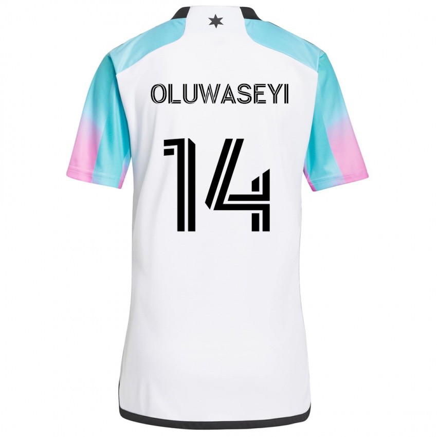 Kinder Tani Oluwaseyi #14 Weiß Blau Schwarz Auswärtstrikot Trikot 2024/25 T-Shirt Österreich