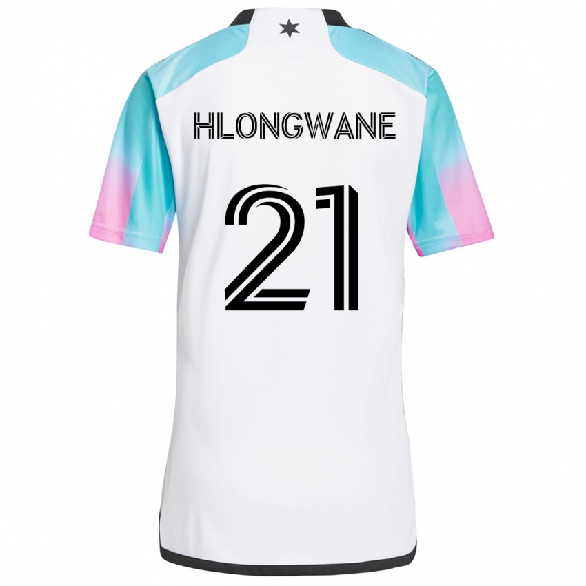 Kinder Bongokuhle Hlongwane #21 Weiß Blau Schwarz Auswärtstrikot Trikot 2024/25 T-Shirt Österreich