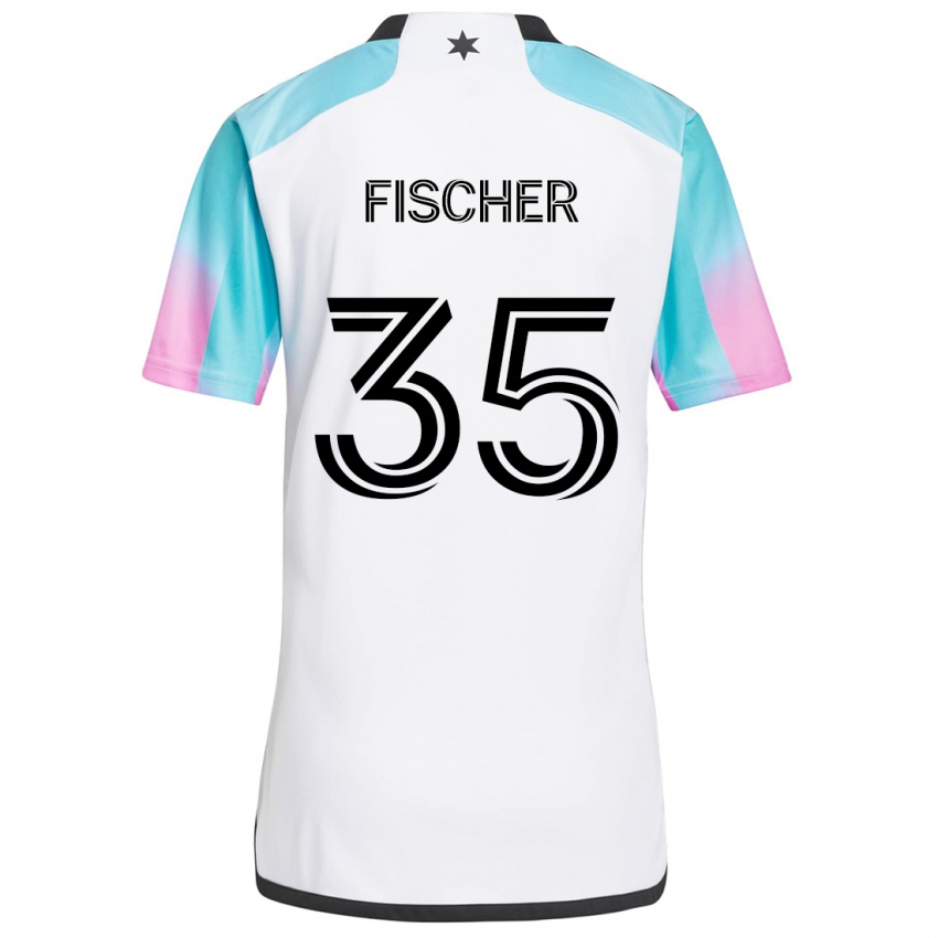 Kinder Britton Fischer #35 Weiß Blau Schwarz Auswärtstrikot Trikot 2024/25 T-Shirt Österreich