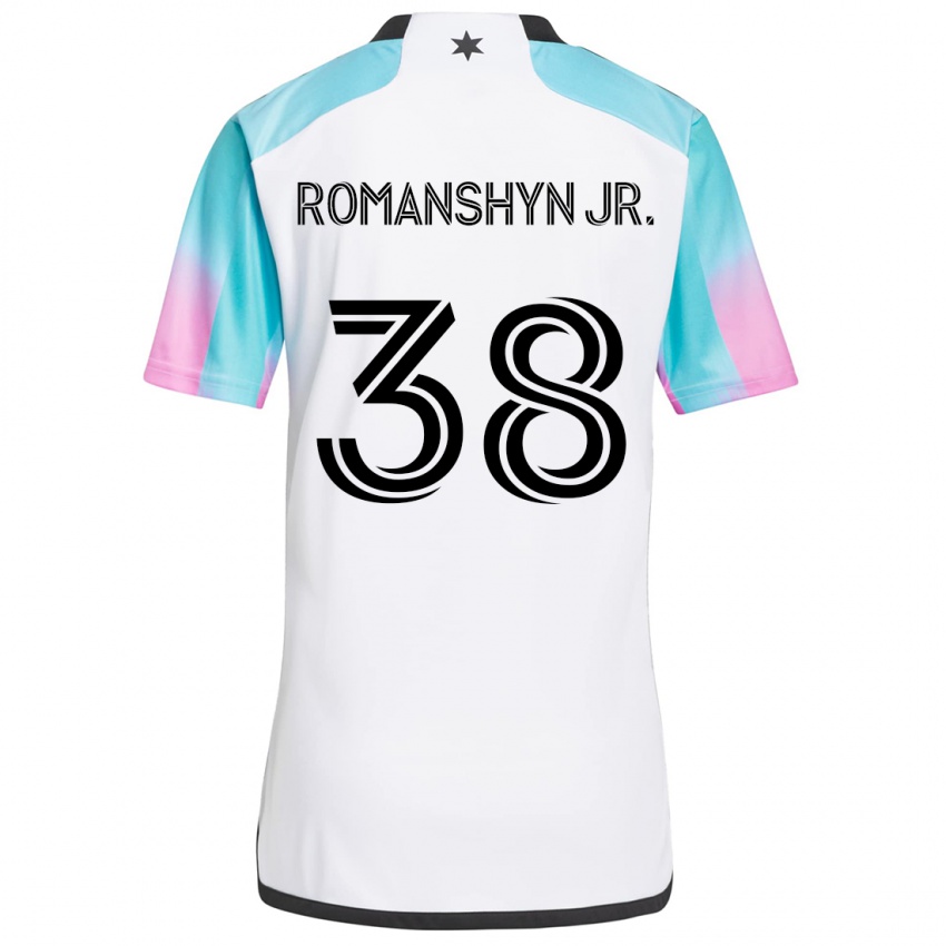 Kinder Kage Romanshyn Jr. #38 Weiß Blau Schwarz Auswärtstrikot Trikot 2024/25 T-Shirt Österreich