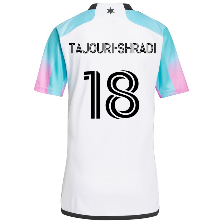 Kinder Ismael Tajouri-Shradi #18 Weiß Blau Schwarz Auswärtstrikot Trikot 2024/25 T-Shirt Österreich