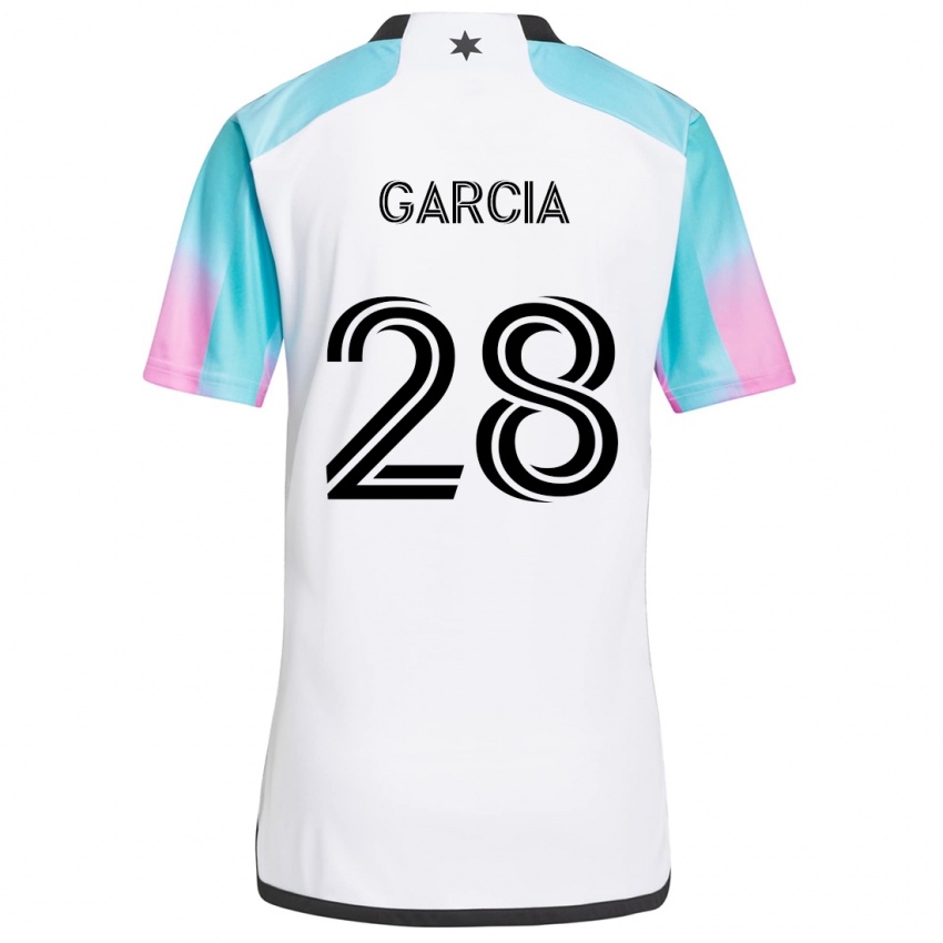 Kinder Mender García #28 Weiß Blau Schwarz Auswärtstrikot Trikot 2024/25 T-Shirt Österreich