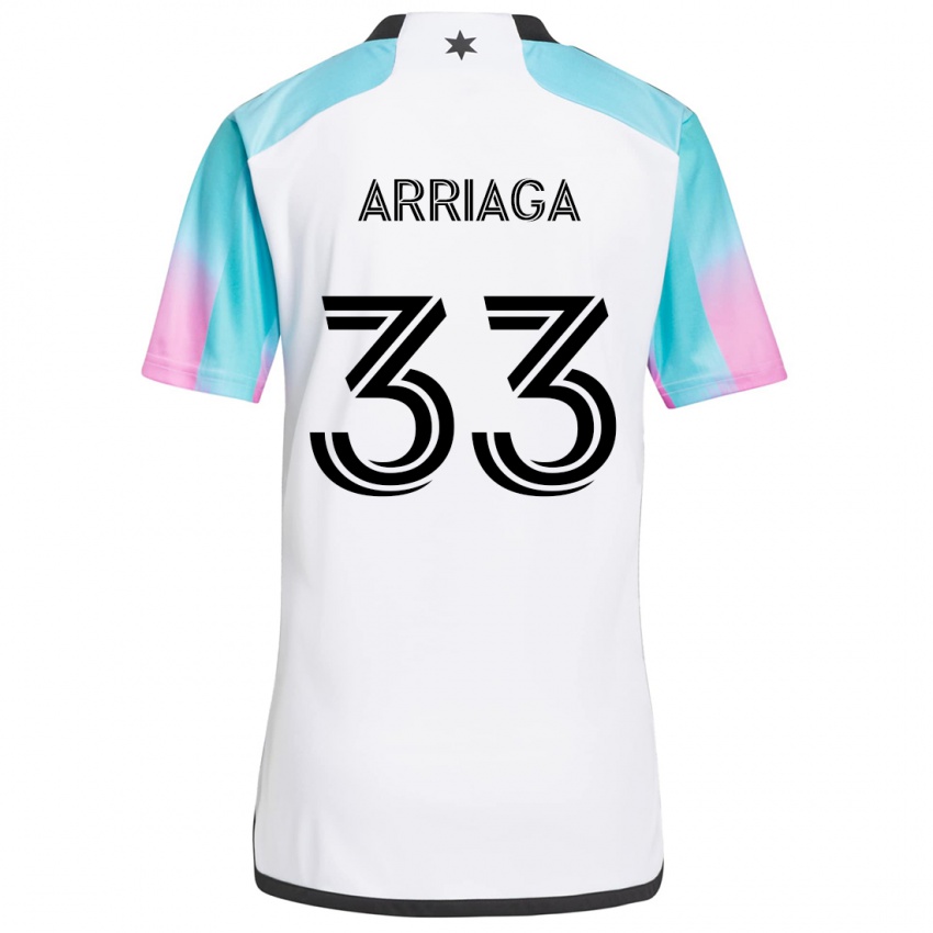 Kinder Kervin Arriaga #33 Weiß Blau Schwarz Auswärtstrikot Trikot 2024/25 T-Shirt Österreich