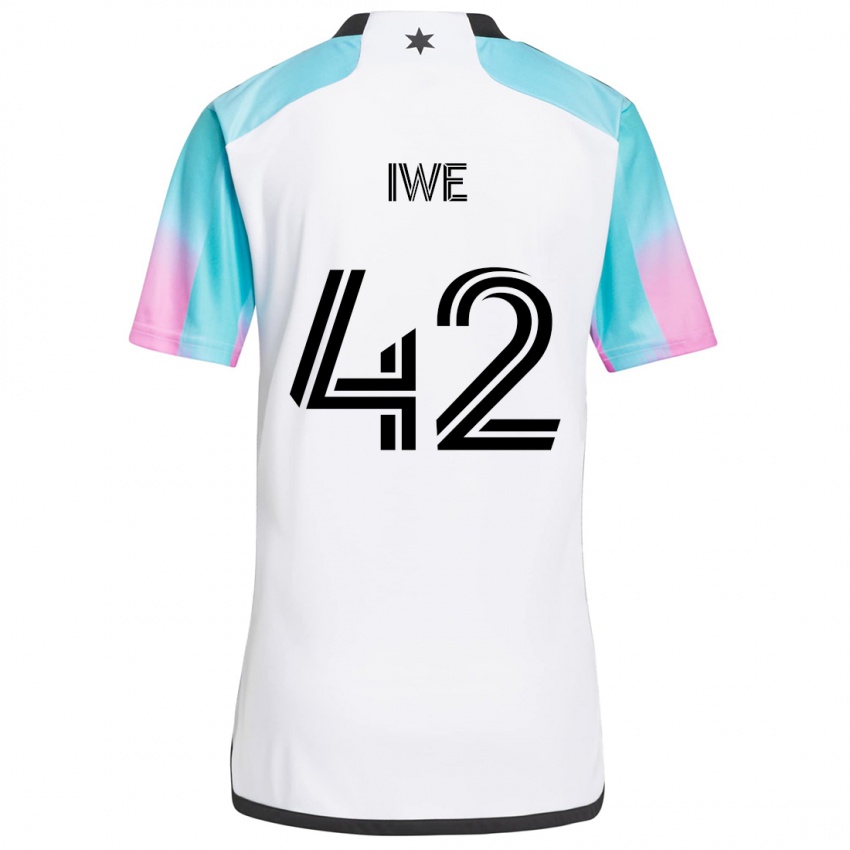 Kinder Emmanuel Iwe #42 Weiß Blau Schwarz Auswärtstrikot Trikot 2024/25 T-Shirt Österreich