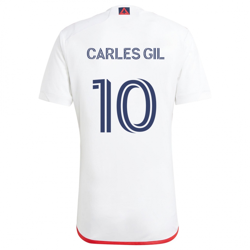 Kinder Carles Gil #10 Weiß Rot Auswärtstrikot Trikot 2024/25 T-Shirt Österreich