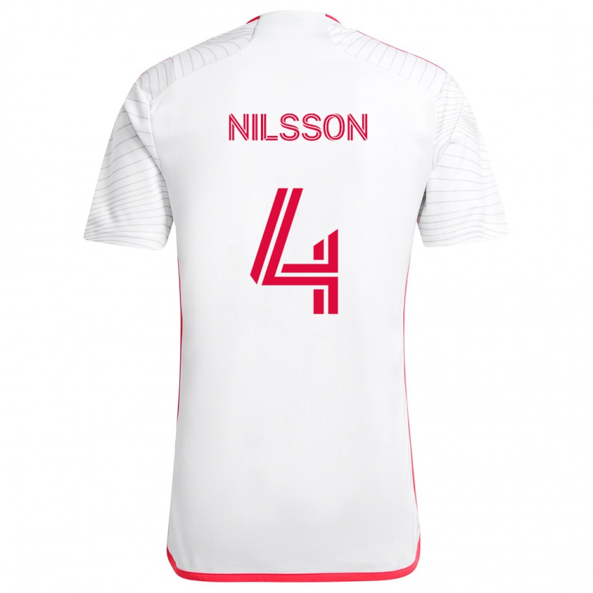 Kinder Joakim Nilsson #4 Weiß Rot Auswärtstrikot Trikot 2024/25 T-Shirt Österreich