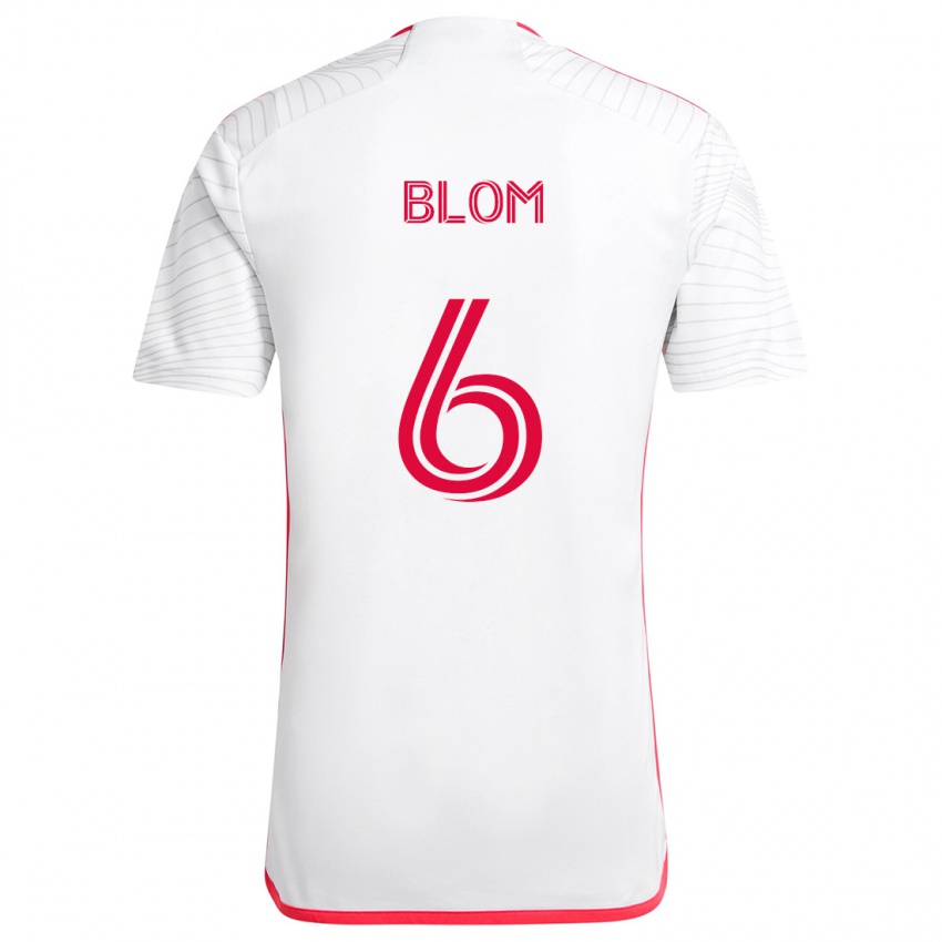 Kinder Njabulo Blom #6 Weiß Rot Auswärtstrikot Trikot 2024/25 T-Shirt Österreich