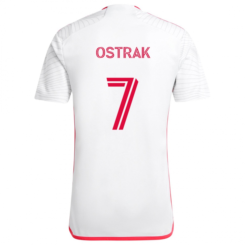 Kinder Tomás Ostrák #7 Weiß Rot Auswärtstrikot Trikot 2024/25 T-Shirt Österreich