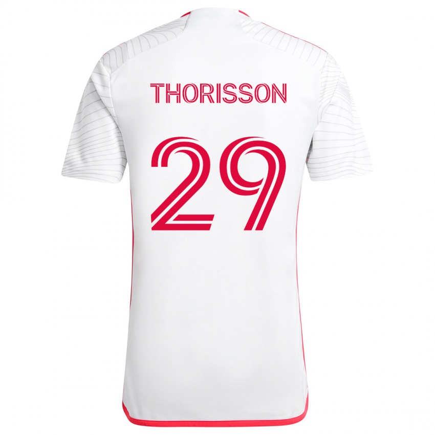 Kinder Nökkvi Thórisson #29 Weiß Rot Auswärtstrikot Trikot 2024/25 T-Shirt Österreich