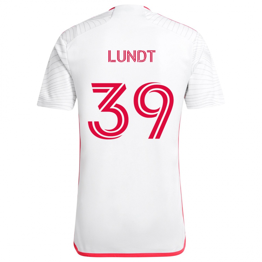 Kinder Ben Lundt #39 Weiß Rot Auswärtstrikot Trikot 2024/25 T-Shirt Österreich