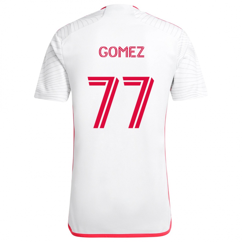 Kinder Sam Gomez #77 Weiß Rot Auswärtstrikot Trikot 2024/25 T-Shirt Österreich