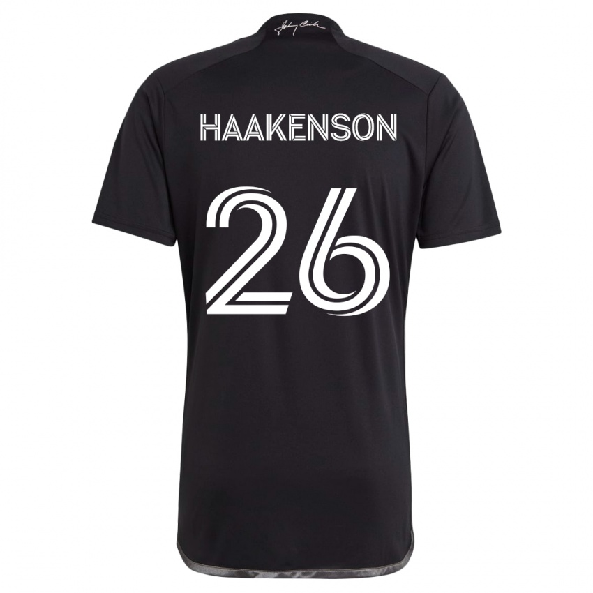 Kinder Luke Haakenson #26 Schwarz Auswärtstrikot Trikot 2024/25 T-Shirt Österreich