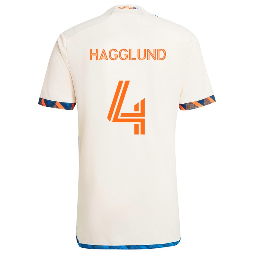 Kinder Nick Hagglund #4 Weiß Orange Auswärtstrikot Trikot 2024/25 T-Shirt Österreich