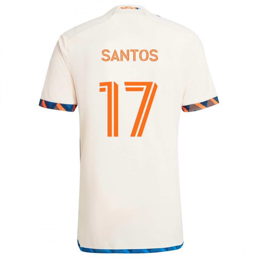 Kinder Sergio Santos #17 Weiß Orange Auswärtstrikot Trikot 2024/25 T-Shirt Österreich