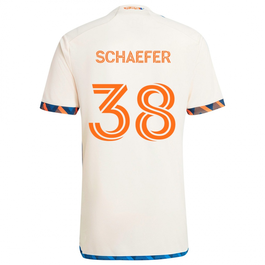 Kinder Brian Schaefer #38 Weiß Orange Auswärtstrikot Trikot 2024/25 T-Shirt Österreich