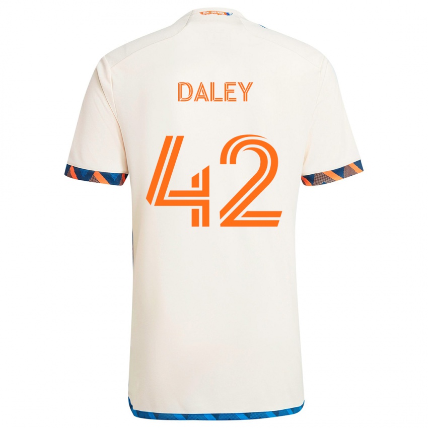 Kinder Amir Daley #42 Weiß Orange Auswärtstrikot Trikot 2024/25 T-Shirt Österreich