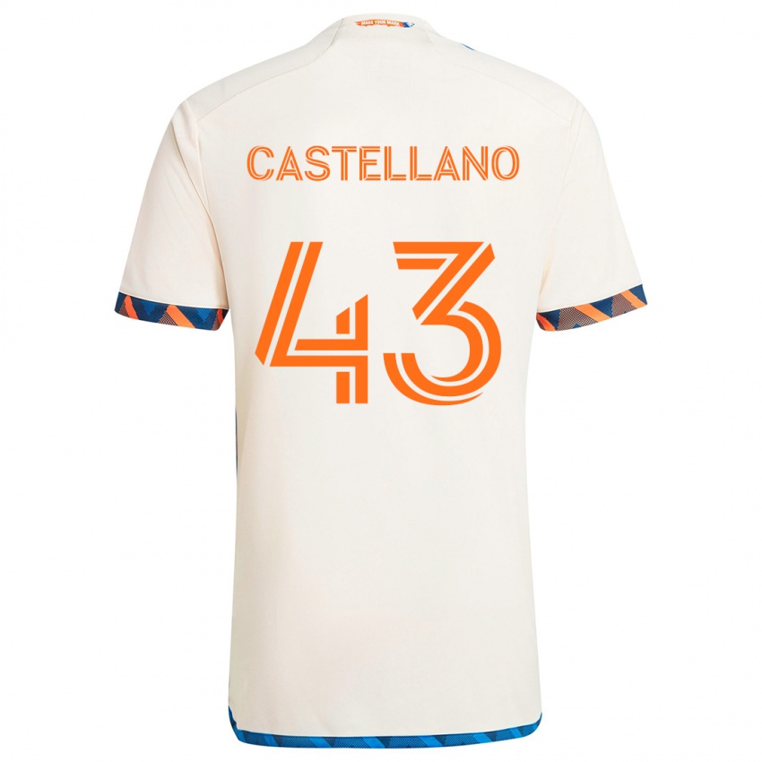 Kinder Jesús Castellano #43 Weiß Orange Auswärtstrikot Trikot 2024/25 T-Shirt Österreich