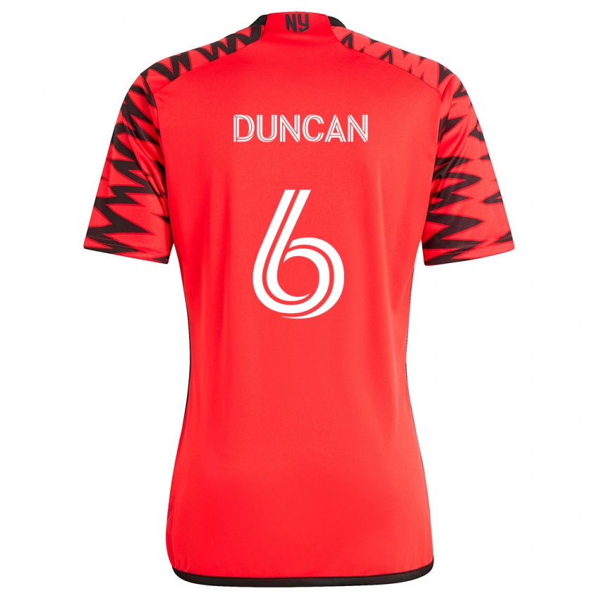 Kinder Kyle Duncan #6 Rot Schwarz Weiß Auswärtstrikot Trikot 2024/25 T-Shirt Österreich