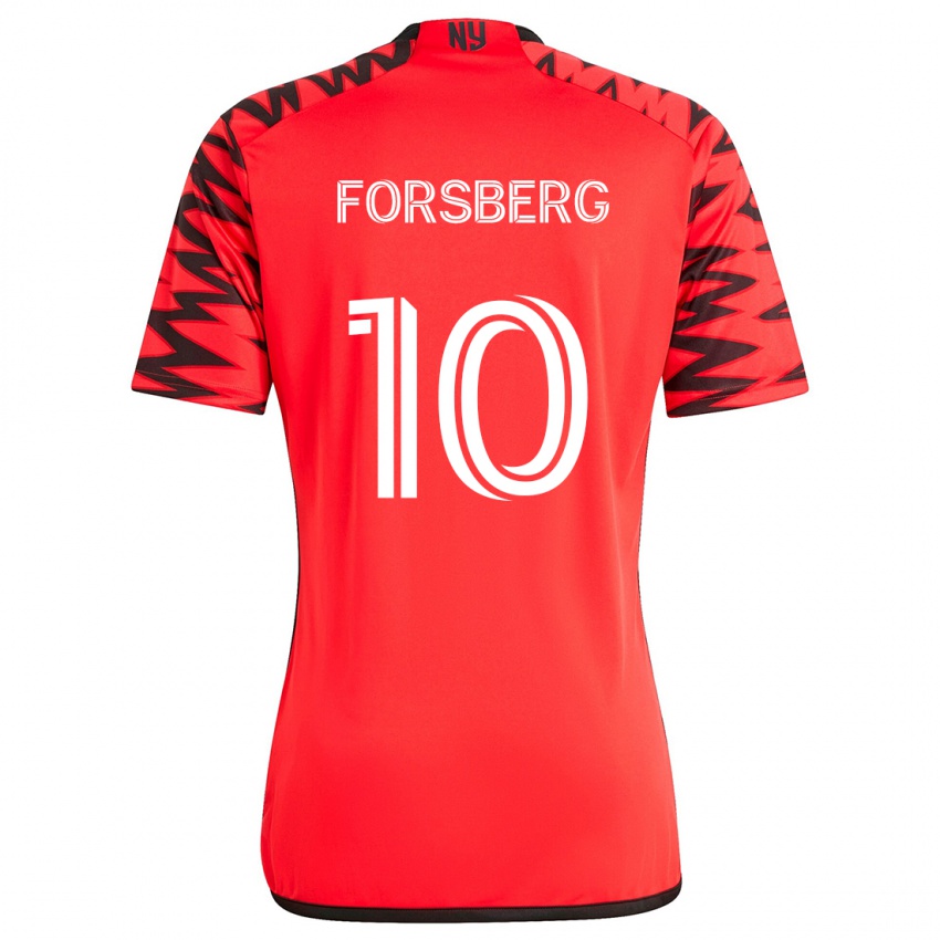 Kinder Emil Forsberg #10 Rot Schwarz Weiß Auswärtstrikot Trikot 2024/25 T-Shirt Österreich