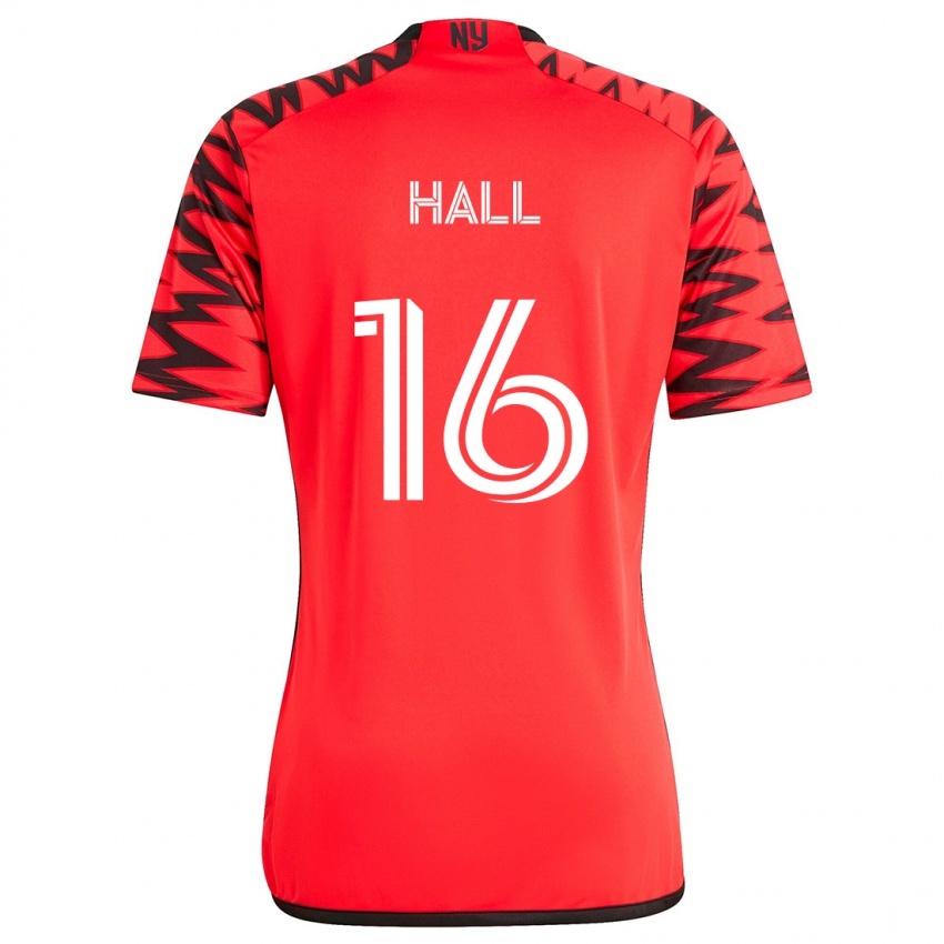 Kinder Julian Hall #16 Rot Schwarz Weiß Auswärtstrikot Trikot 2024/25 T-Shirt Österreich