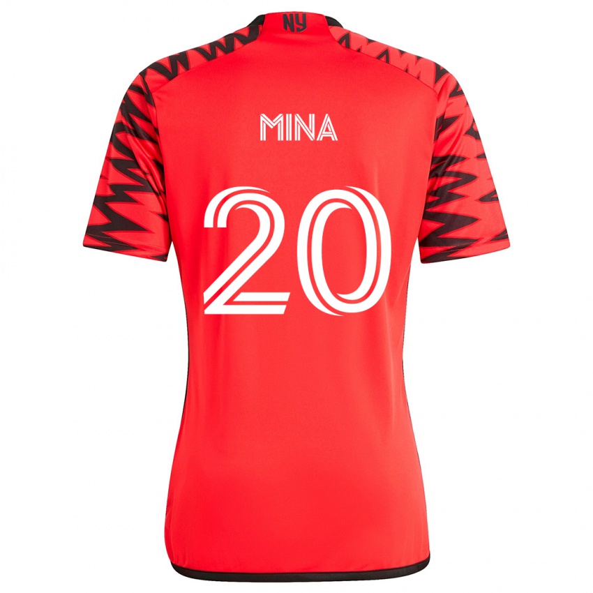 Kinder Juan Mina #20 Rot Schwarz Weiß Auswärtstrikot Trikot 2024/25 T-Shirt Österreich