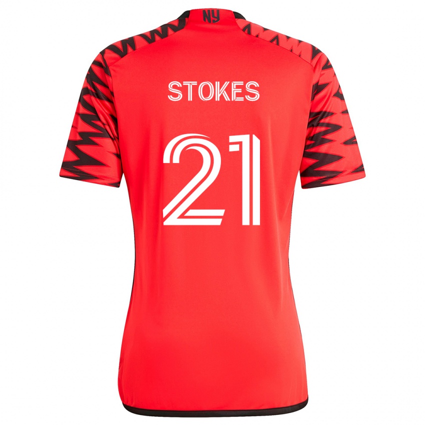 Kinder Aidan Stokes #21 Rot Schwarz Weiß Auswärtstrikot Trikot 2024/25 T-Shirt Österreich