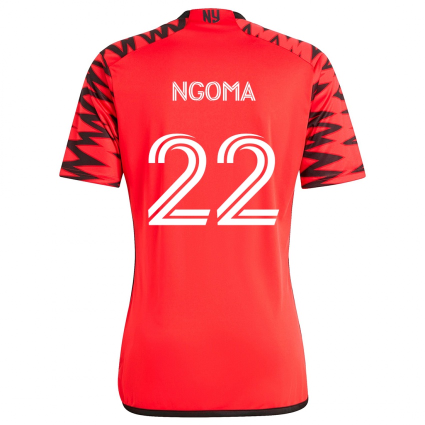 Kinder Serge Ngoma #22 Rot Schwarz Weiß Auswärtstrikot Trikot 2024/25 T-Shirt Österreich