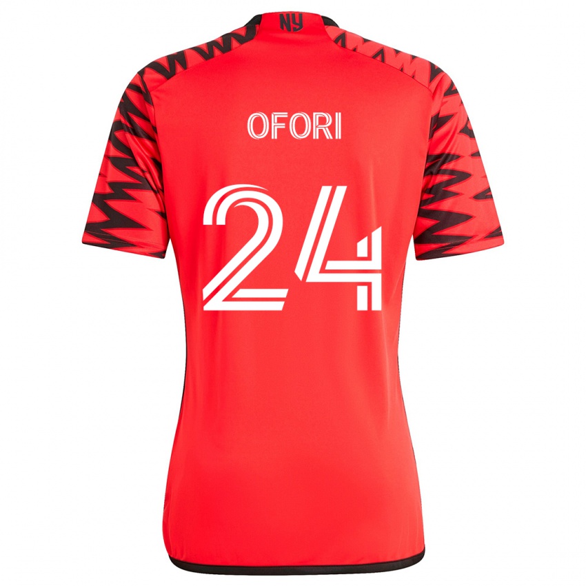 Kinder Curtis Ofori #24 Rot Schwarz Weiß Auswärtstrikot Trikot 2024/25 T-Shirt Österreich