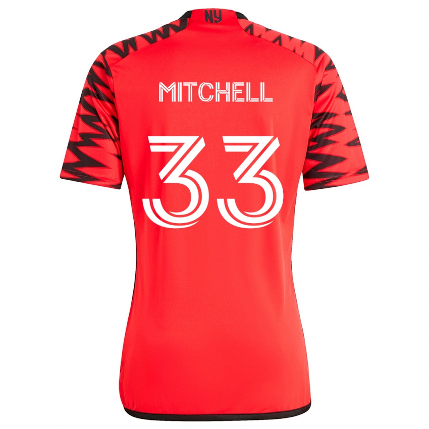 Kinder Roald Mitchell #33 Rot Schwarz Weiß Auswärtstrikot Trikot 2024/25 T-Shirt Österreich