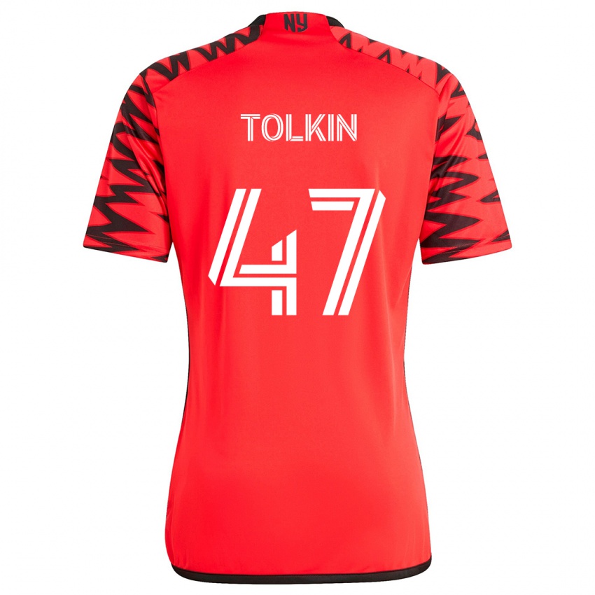 Kinder John Tolkin #47 Rot Schwarz Weiß Auswärtstrikot Trikot 2024/25 T-Shirt Österreich