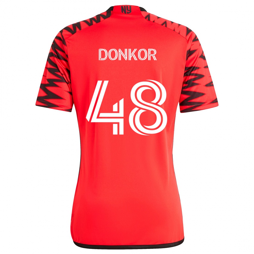 Kinder Ronald Donkor #48 Rot Schwarz Weiß Auswärtstrikot Trikot 2024/25 T-Shirt Österreich