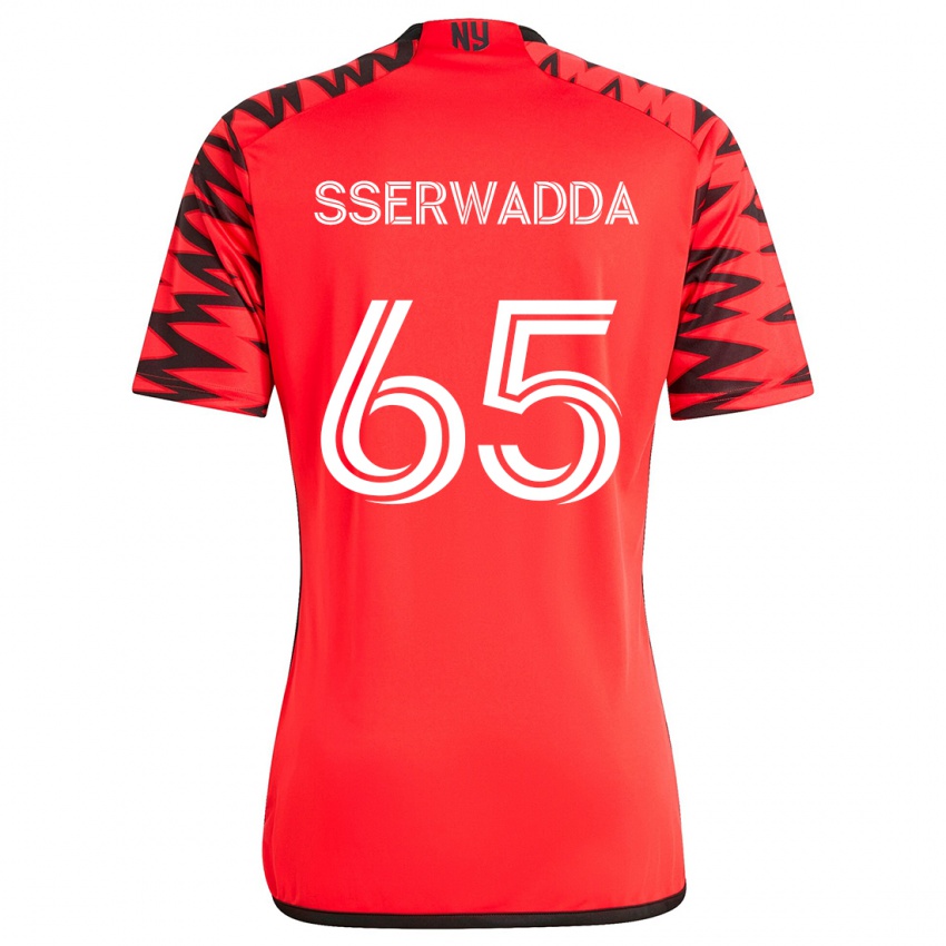 Kinder Steven Sserwadda #65 Rot Schwarz Weiß Auswärtstrikot Trikot 2024/25 T-Shirt Österreich