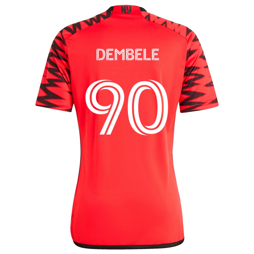 Kinder Malick Dembele #90 Rot Schwarz Weiß Auswärtstrikot Trikot 2024/25 T-Shirt Österreich