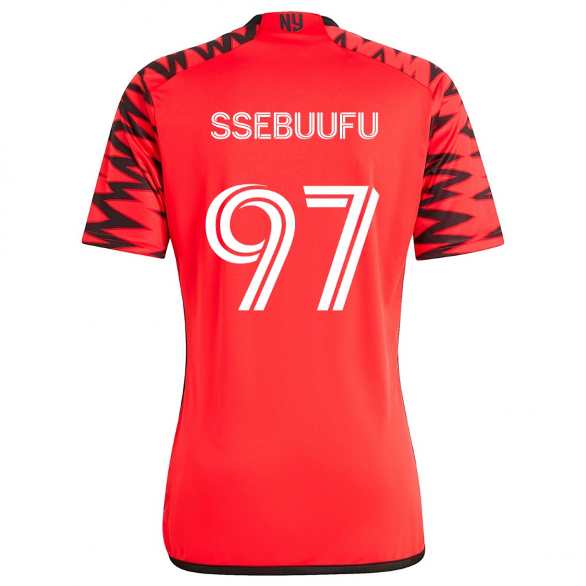 Kinder Frank Ssebuufu #97 Rot Schwarz Weiß Auswärtstrikot Trikot 2024/25 T-Shirt Österreich