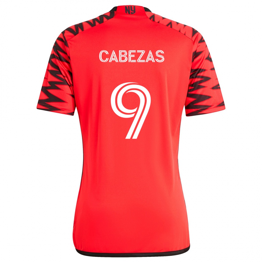 Kinder Jorge Cabezas #9 Rot Schwarz Weiß Auswärtstrikot Trikot 2024/25 T-Shirt Österreich