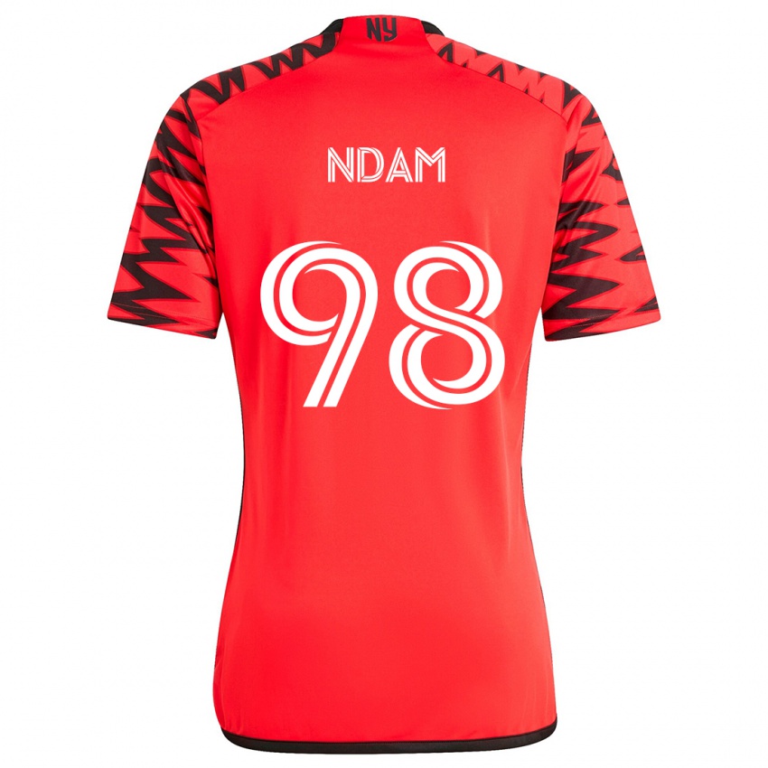 Kinder Hassan Ndam #98 Rot Schwarz Weiß Auswärtstrikot Trikot 2024/25 T-Shirt Österreich