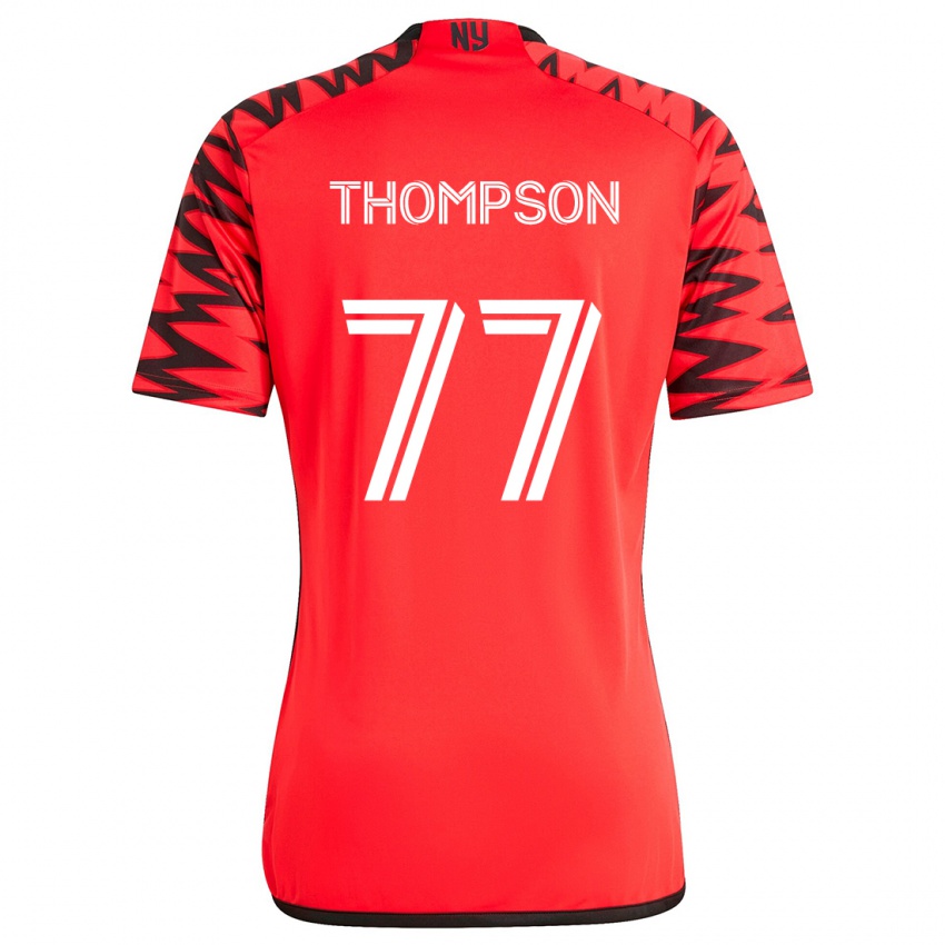 Kinder Amos Shapiro-Thompson #77 Rot Schwarz Weiß Auswärtstrikot Trikot 2024/25 T-Shirt Österreich