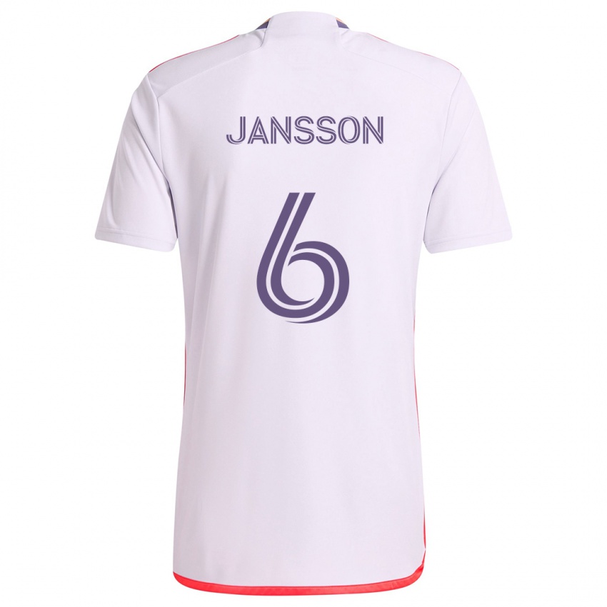 Kinder Robin Jansson #6 Weiß Rot Lila Auswärtstrikot Trikot 2024/25 T-Shirt Österreich