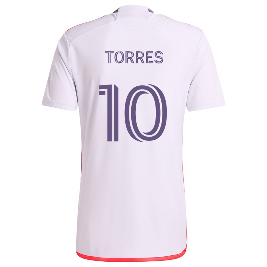 Kinder Facundo Torres #10 Weiß Rot Lila Auswärtstrikot Trikot 2024/25 T-Shirt Österreich