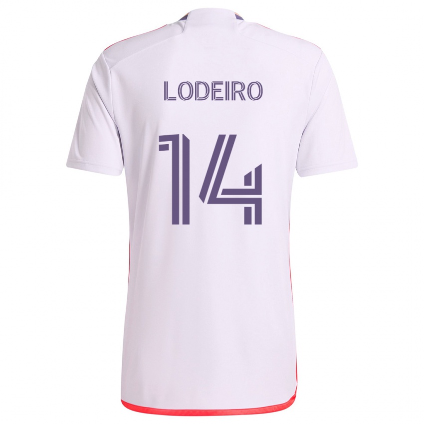 Kinder Nicolás Lodeiro #14 Weiß Rot Lila Auswärtstrikot Trikot 2024/25 T-Shirt Österreich