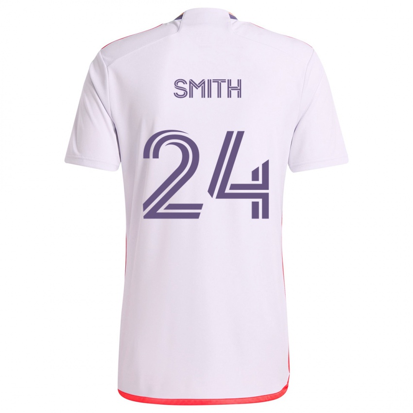 Kinder Kyle Smith #24 Weiß Rot Lila Auswärtstrikot Trikot 2024/25 T-Shirt Österreich