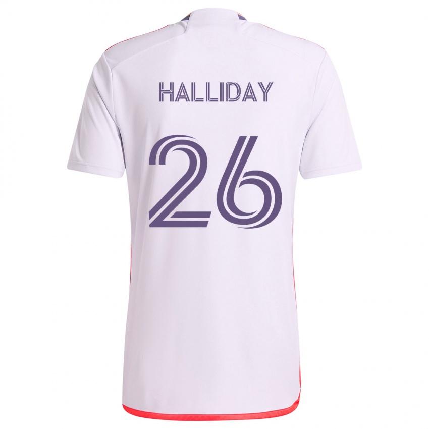 Kinder Michael Halliday #26 Weiß Rot Lila Auswärtstrikot Trikot 2024/25 T-Shirt Österreich