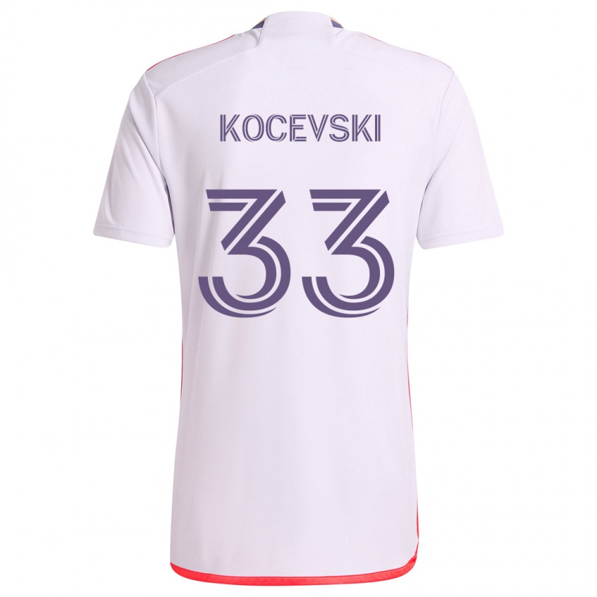 Kinder Jeorgio Kocevski #33 Weiß Rot Lila Auswärtstrikot Trikot 2024/25 T-Shirt Österreich